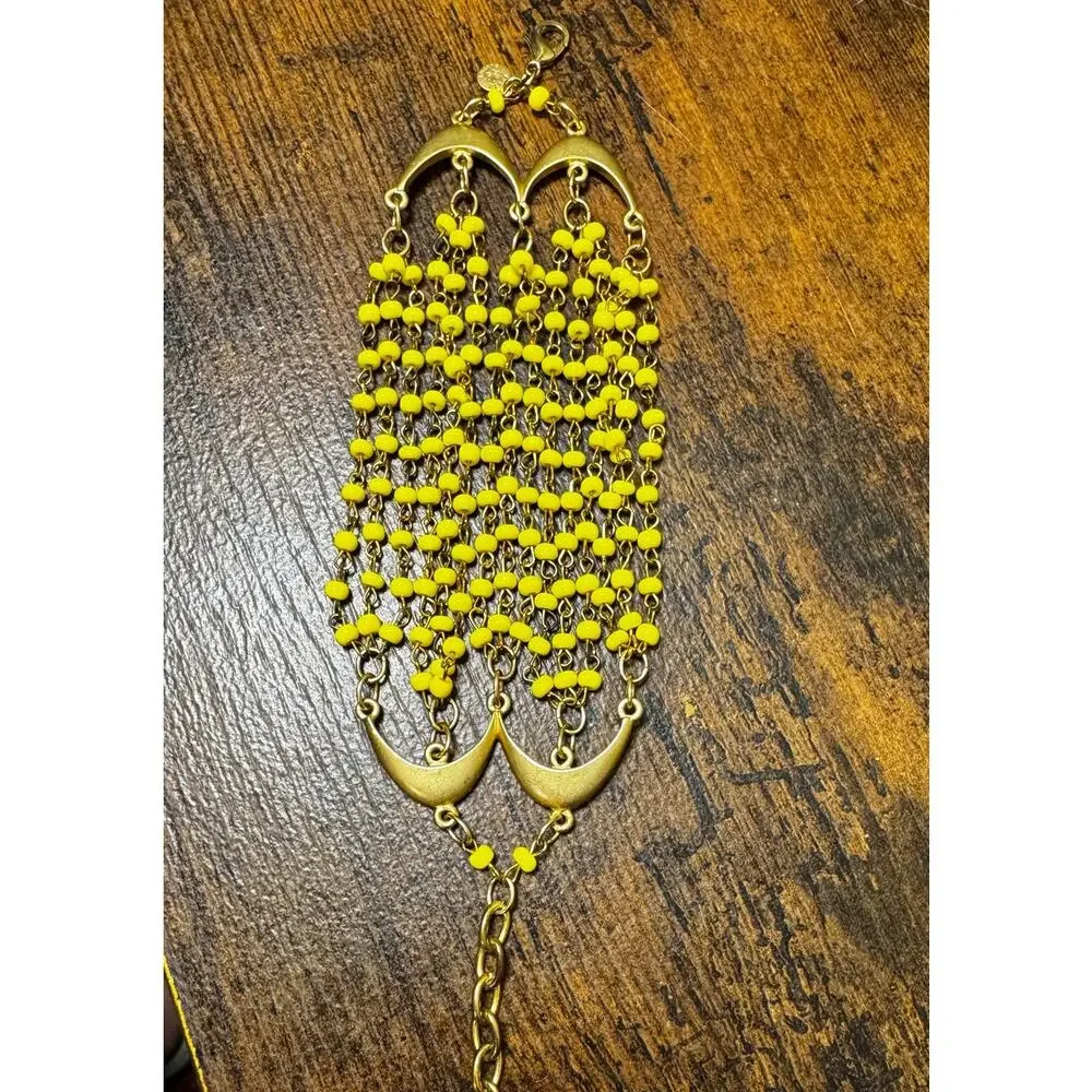 Vintage Stamped DAVID AUBREY Gold tone Yellow Glass Beads 8